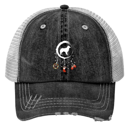 dog dreamcatcher Christmas Australian Shepherd Print Trucker Hats