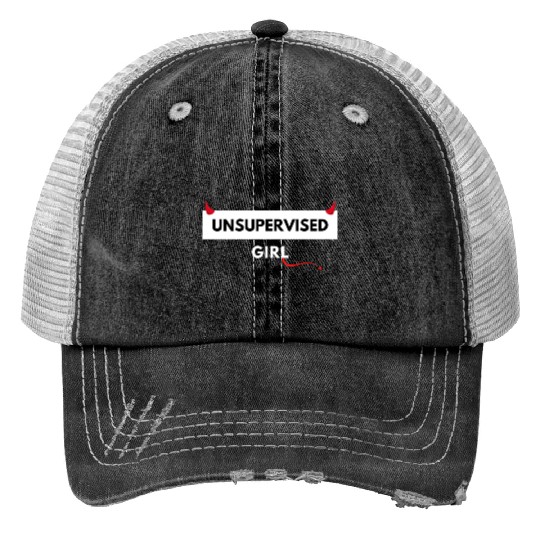 UNSUPERVISED GIRL FUNNY CUTE DESIGN Print Trucker Hats