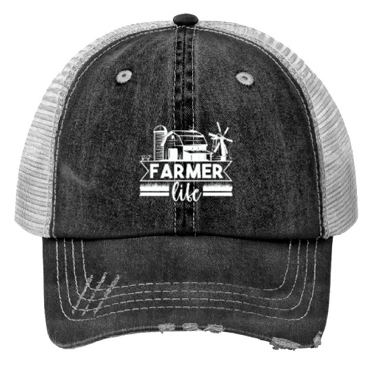 Farmer Life Agriculture Local Farm Print Trucker Hats