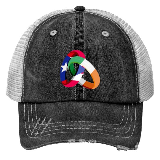 Puerto Rico Flag Ireland Ring Marriage Wedding Print Trucker Hats