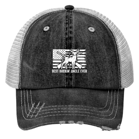 Best Buckin' Uncle Ever American Flag Print Trucker Hats