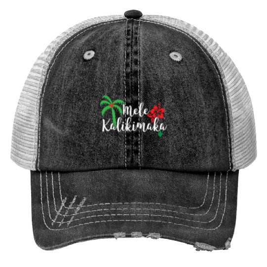 Mele Kalikimaka Hawaiian Merry Christmas Print Trucker Hats
