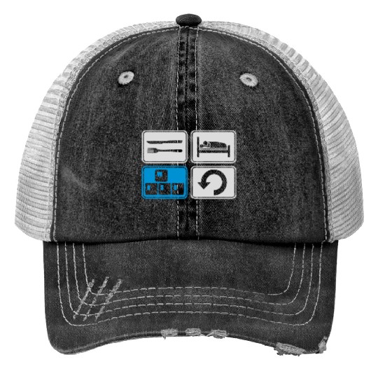 gaming daily repeat computer Print Trucker Hats