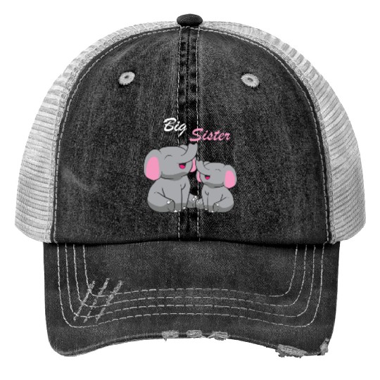 Elephants - Big Sister Print Trucker Hats