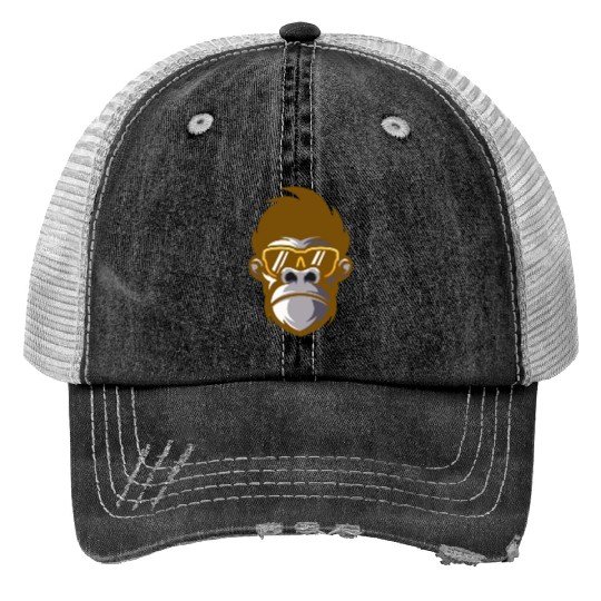 monkey face Print Trucker Hats