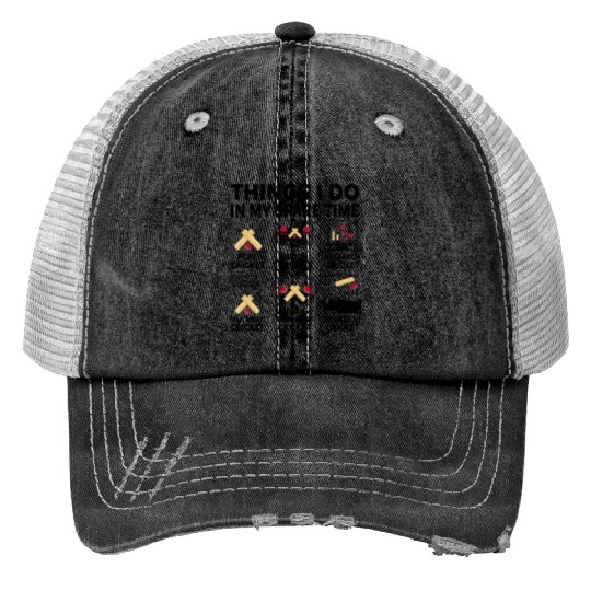 Things I Do In My Spare Time Cricket Funny Print Trucker Hats