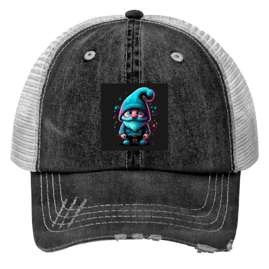 Cyberpunk Gnome Print Trucker Hats