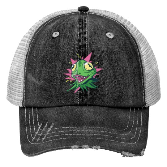 Green creepy frog Green creepy frog inspiration st Print Trucker Hats