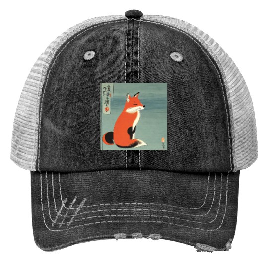Ukiyo-e Fox, Japanese Print Print Trucker Hats