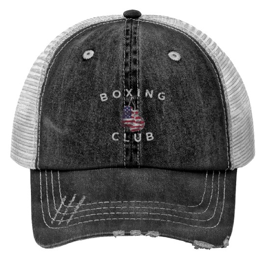 Boxing Club Vintage Us Flag Boxing Gloves Print Trucker Hats