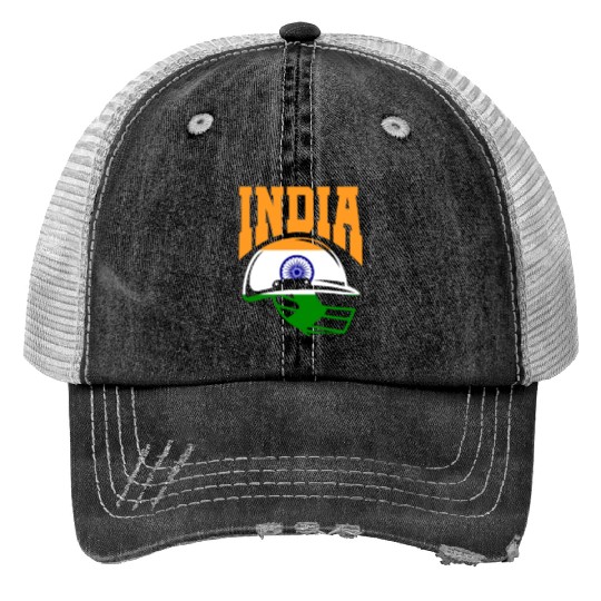 India Helmet Cricket Player Print Trucker Hats