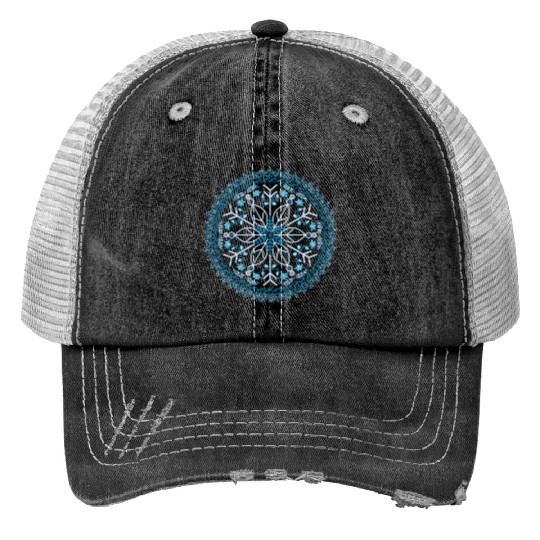Snowflake Floral Print Trucker Hats