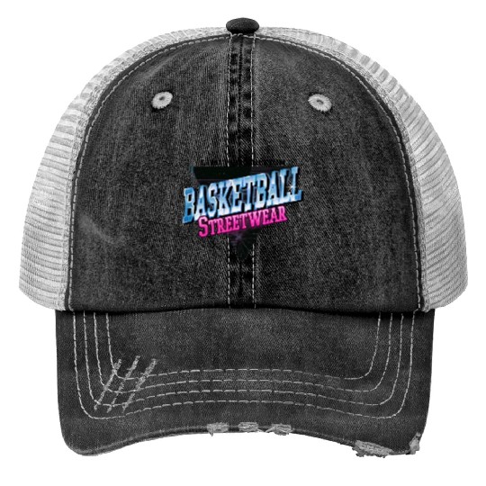 Basketball Sports Font Vintage Retro Streetwear Print Trucker Hats