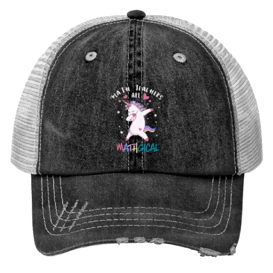 Math Teacher Unicorn Print Trucker Hats