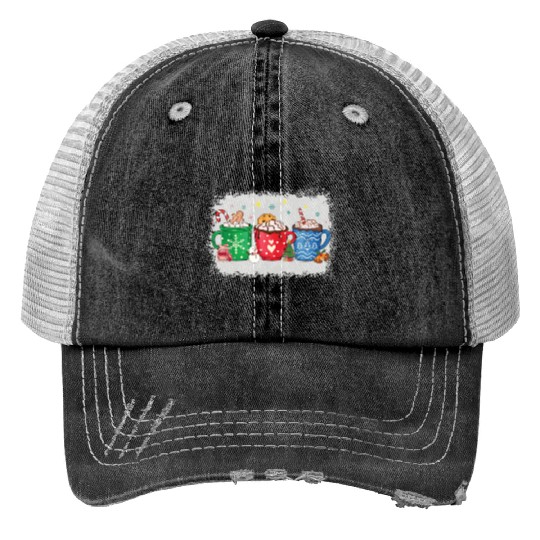 Christmas Hot Chocolate Peppermint Mocha Print Trucker Hats