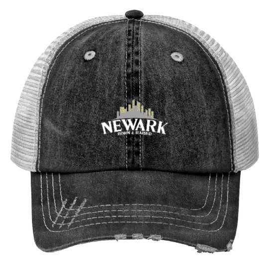 Born & Raised Usa New Jersey Newark Print Trucker Hats