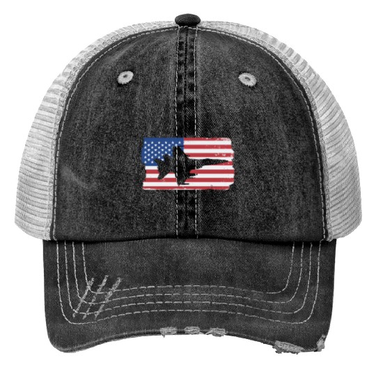 F-18 Hornet Fighter Jet American Flag F18 Hornet Print Trucker Hats