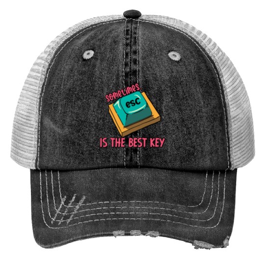 Software Engineer Computer Key Programming Print Trucker Hats