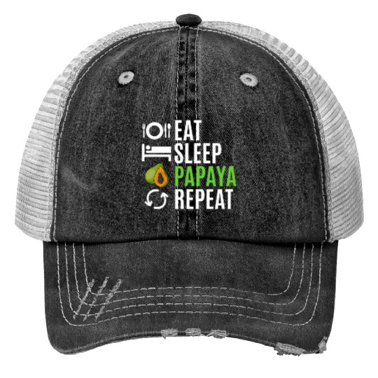 Eat Sleep Papaya Repeat Print Trucker Hats