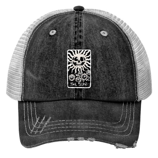 The Sun Skeleton Skull Tarot Card Print Trucker Hats