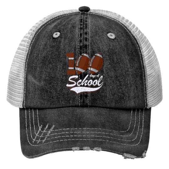 100 Days Of School Sports Game Rugby Player Print Trucker Hats