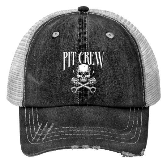Drag Racing Race Car Pit Crew Print Trucker Hats