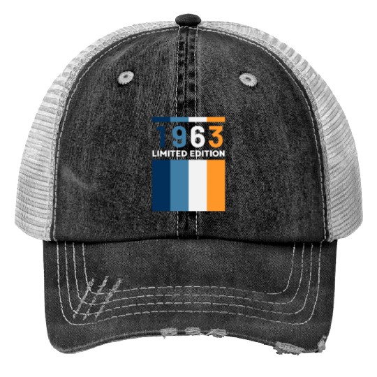 60 Years Vintage 1963 Retro 60th Birthday Print Trucker Hats