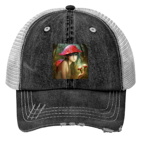 Fungi Fairy Print Trucker Hats