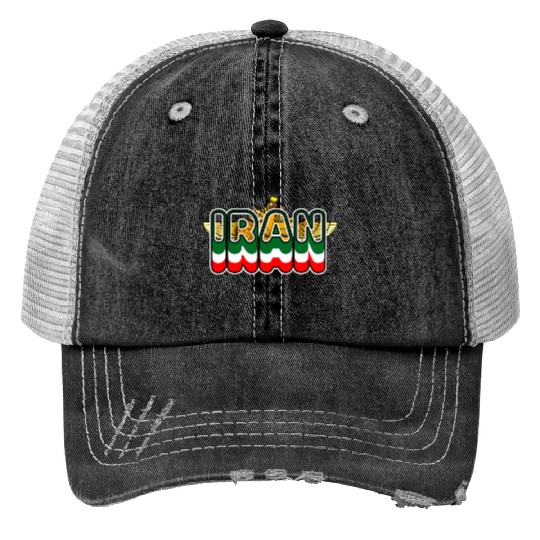 Iran Lion Sun Farvahar Print Trucker Hats