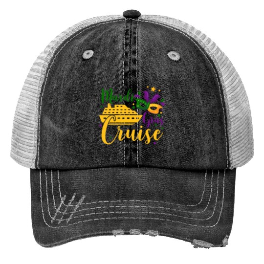 Mardi Gras Cruise Print Trucker Hats