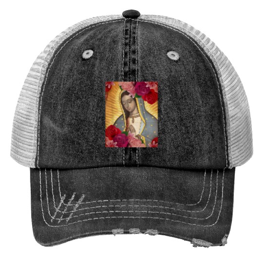 Our Lady of Guadalupe Rose Mexican Catholic Juan D Print Trucker Hats