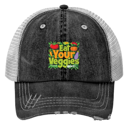 Eat Your Veggies Print Trucker Hats