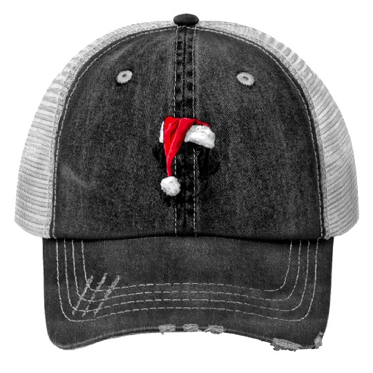 Santa Saint Bernard Dog Christmas Wilsigns Print Trucker Hats