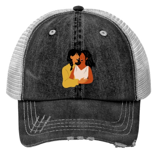 lesbian lgbtq pride valentine day 202 valentines Print Trucker Hats