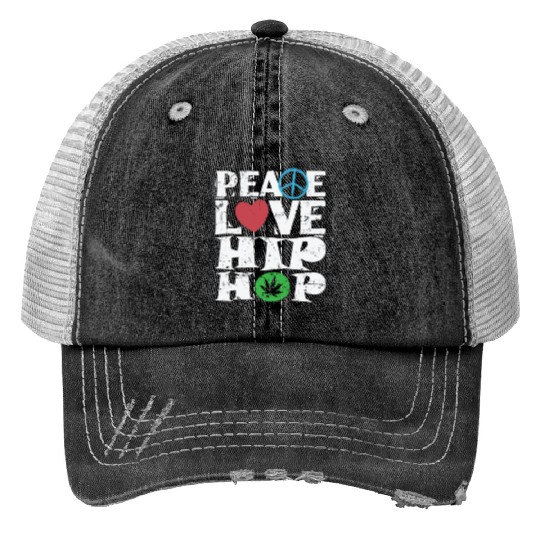Peace Love Hip Hop Music Direction Rap Print Trucker Hats