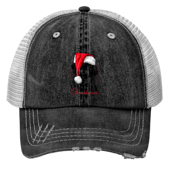 Santa Saint Bernard Dog Christmas Wilsigns Print Trucker Hats