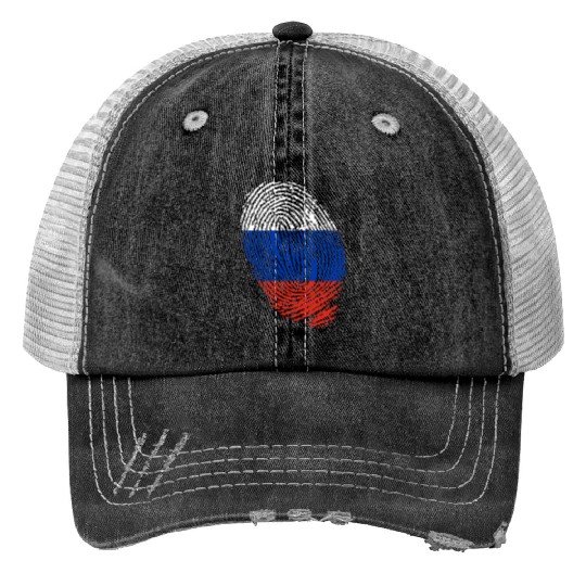 Russian flag fingerprints Print Trucker Hats