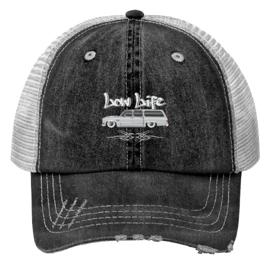 low life Light Silver Print Trucker Hats