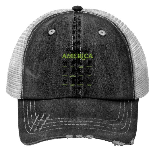 Vintage Cryptids of America Creepy Creatures Print Trucker Hats