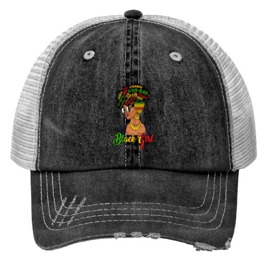 Juneteenth Independence Day Black Girl Print Trucker Hats