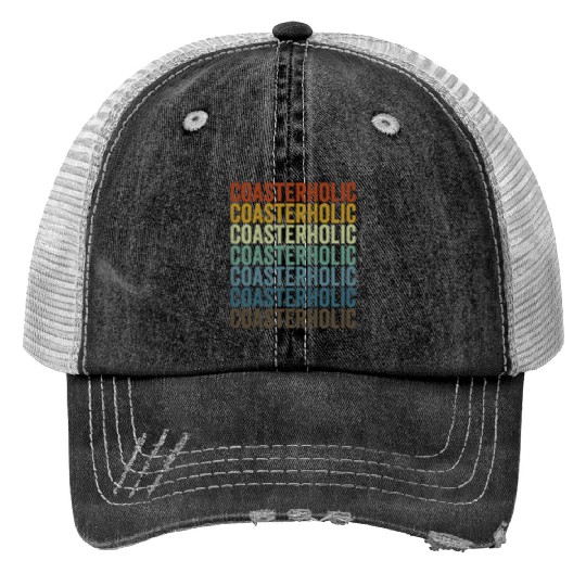 Coasterholic Roller Coaster Lover Print Trucker Hats