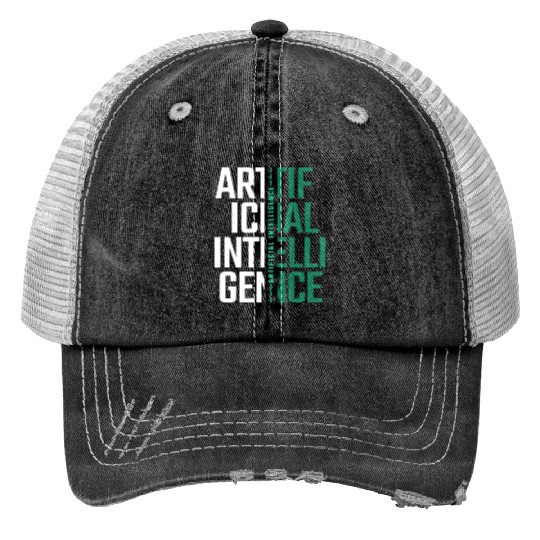 AI Artificial Intelligence Futuristic Nerd Gift Print Trucker Hats