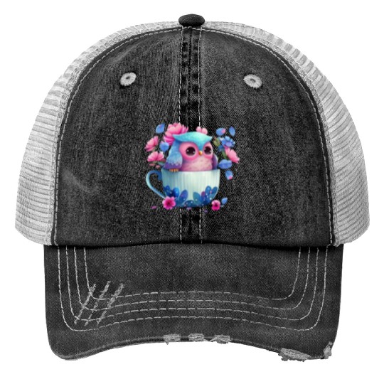 Owl Animal Cute Wild Bird Zoo Forest Nature Child Print Trucker Hats
