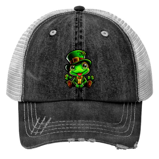 Frog Spells On St. Patrick's Day Print Trucker Hats