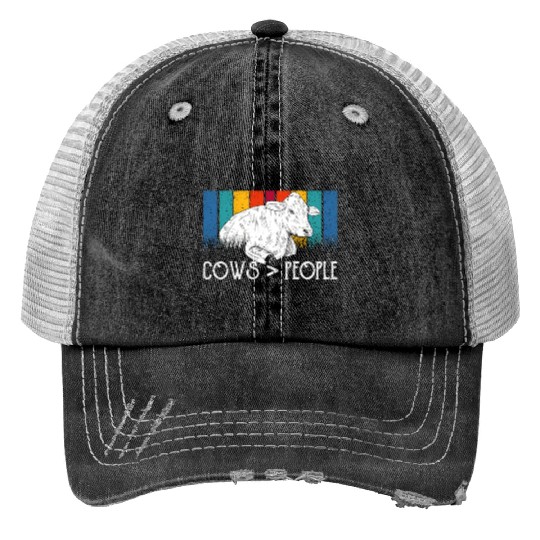 Cows > People Lover Farm Animals Cow Print Trucker Hats
