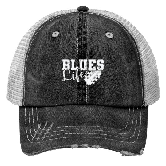 Blues Life Music Trumpet Chicago Print Trucker Hats