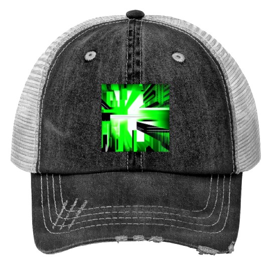 Cyberpunk Inspired Green Theme Print Trucker Hats