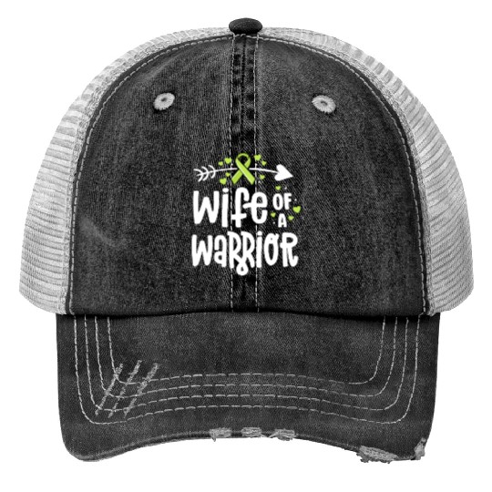 Wife Of A Warrior Lymphoma Cancer Awareness Print Trucker Hats