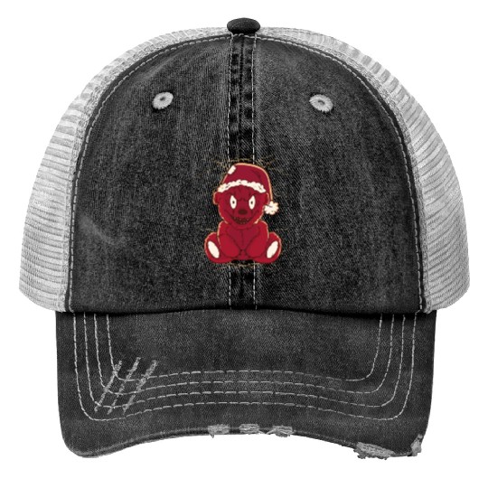 Scary smiling teddy-bear Scary smiling teddy-bear Print Trucker Hats