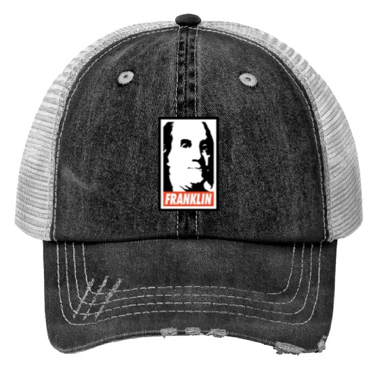 Benjamin Franklin Print Trucker Hats
